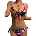 thumbnail image 2 of Traje de baño con estampado tropical para mujer, conjunto de bikini con lazo lateral Varios colores M Varios colores M Xishao ropa, 2 of 2