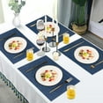 thumbnail image 2 of VCVCOO Navy Blue Placemats Set of 4 - Easy Clean Washable PVC Vinyl Placemats - Wipeable Heat Resistant Woven Table Mats for Dining Table - 12x18 inch, 2 of 10