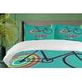 thumbnail image 4 of Ambesonne Vintage Duvet Cover Set, Retro Bicycle Design, 2-Calking, Teal Hot Pink Black, 4 of 7