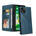 thumbnail image 2 of Wallet Phone Case for Apple iPhone 13 6.1-inch,Shockproof Leather Magnetic Folio Flip Kickstand Credit Card Slots Cash Pocket Protective Cover For iPhone 13,Blue, 2 of 12