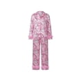thumbnail image 2 of Family Matching Christmas Pajamas Set Santa Letter Print Holiday Satin Sleepwear Dad Mom Kids PJs, 2 of 10