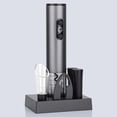 thumbnail image 3 of Rechargeable Electric Wine Opener Set in Matte Black, 1-Touch Automatic Cork Removal with Charging Base, Aerator, Foil Cutter & Vacuum Stoppers, 3 of 9