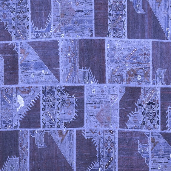 Ahgly Company Indoor Square Patchwork Blue Transitional Area Rugs, 4' Square