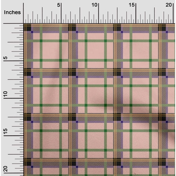 oneOone Cotton Cambric Fabric Tartan Check Printed Fabric 1 Yard 56 Inch Wide