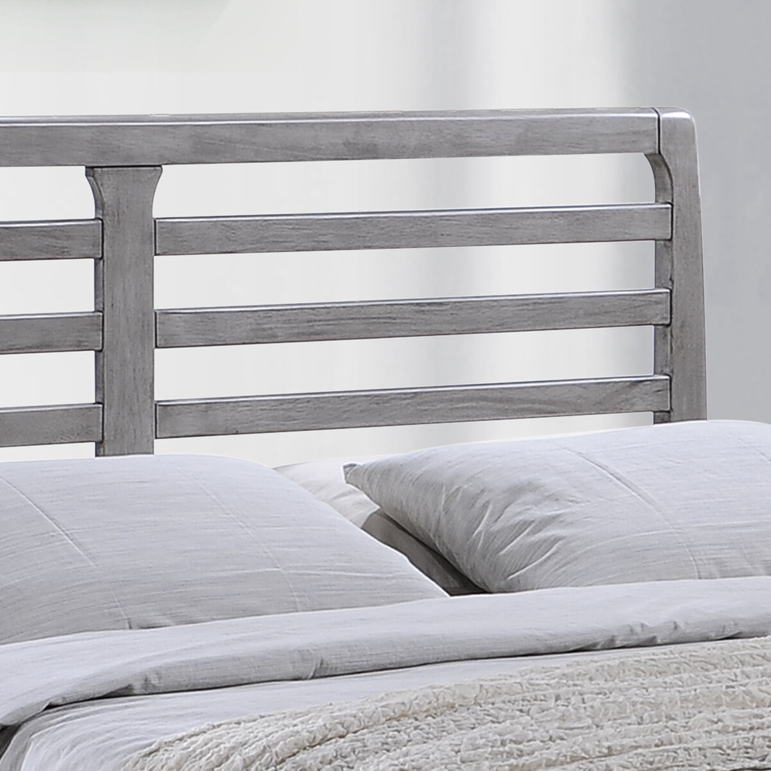 Noble House Amiyah Transitional Wooden Queen Platform Bed, Rustic Gray