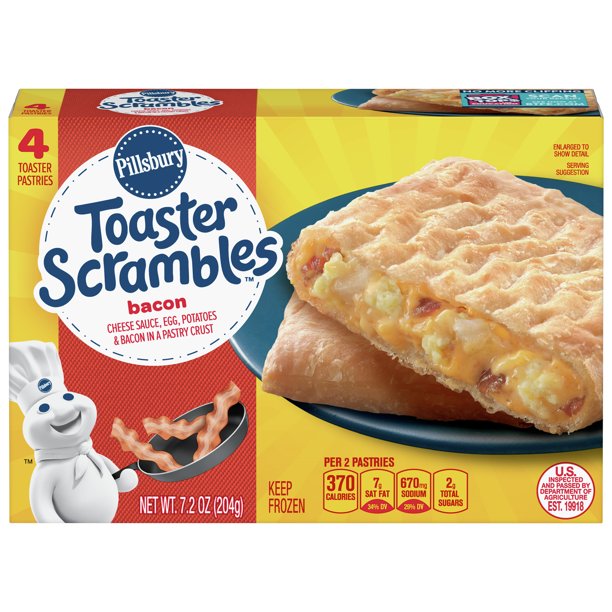 Pillsbury Toaster Scrambles Bacon Frozen Breakfast, 4 Ct, 7.2 oz