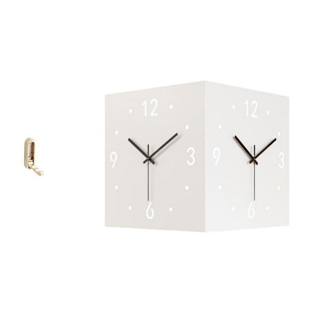 Gancho de pared plegable,Percheros plegables de pared,Reloj de pared de doble cara,Reloj de pared esquinero de doble cara para decoración del hogar,Reloj de esquina metálico de diseño