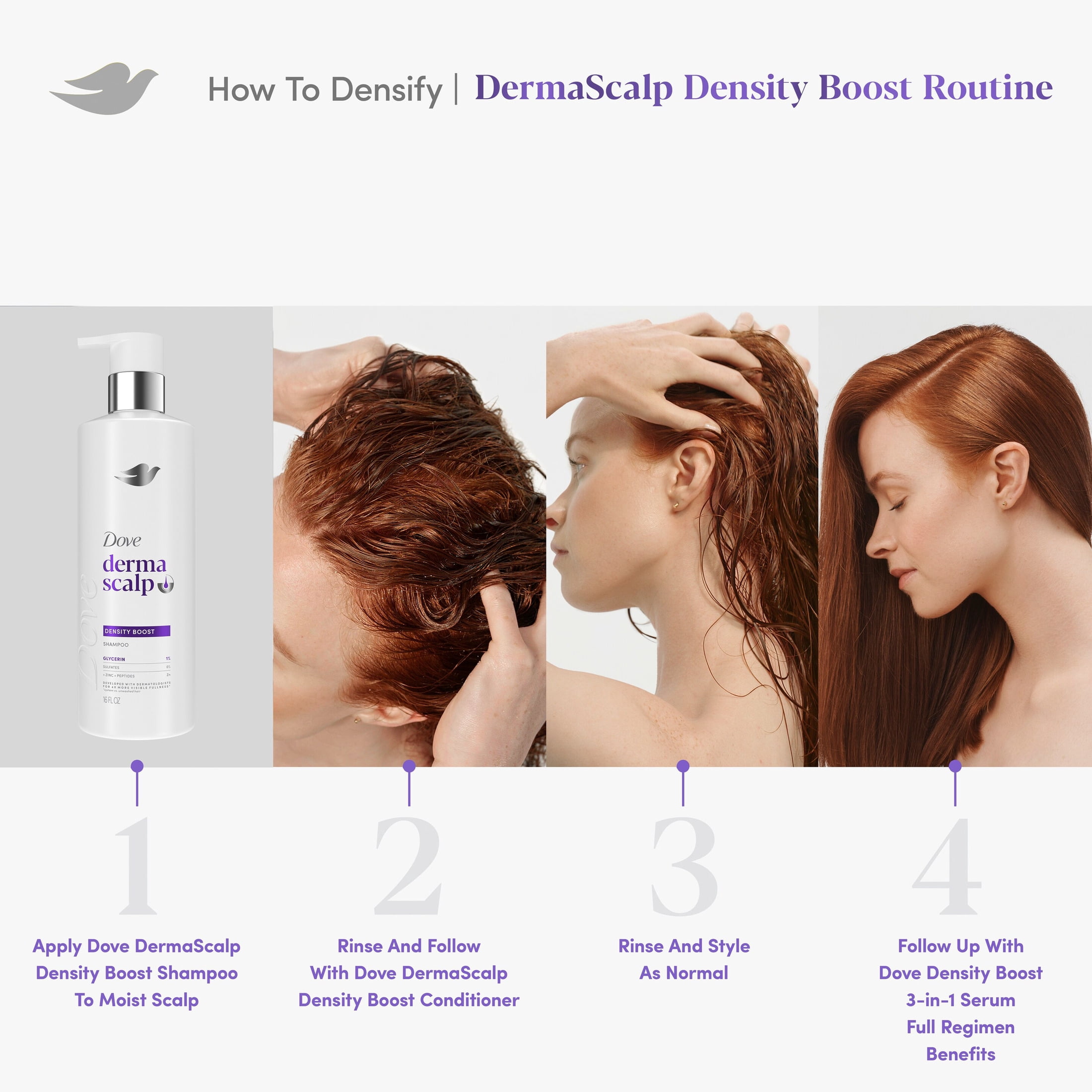Dove Derma Scalp Density Boost Shampoo with Glycerin and Zinc + Peptides for Hair Loss and Breakage, 16 fl oz 1 Count
