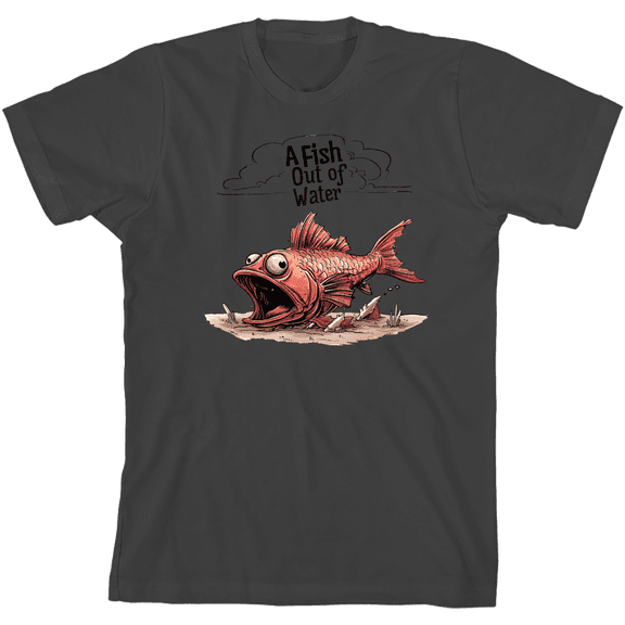 Fish Out of Water Youth Black Crew Neck Short Sleeve Tee-Medium