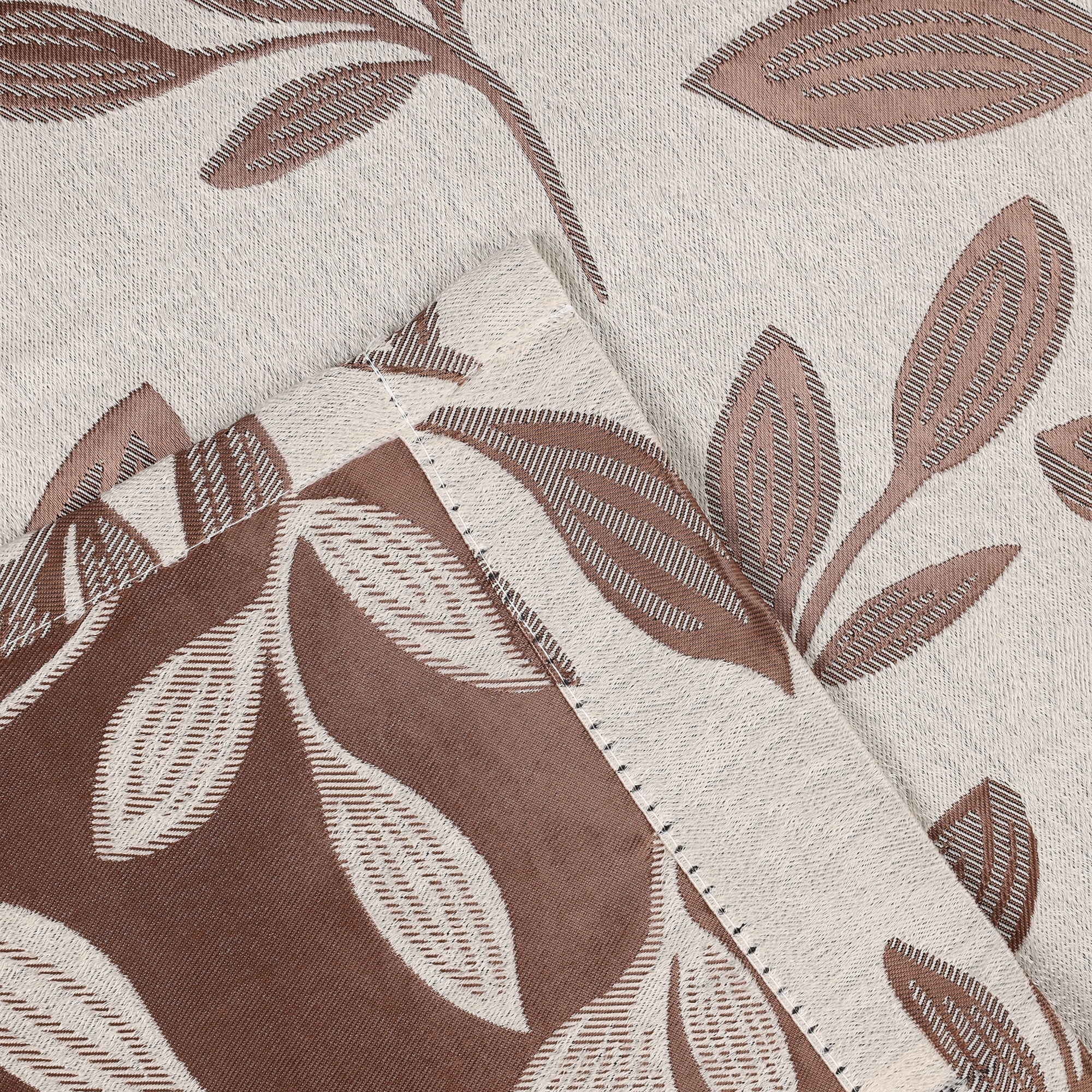 Superior Blackout Leaves Curtains Set of 2, Light Filtering Grommet Curtain Panel Set, White-Copper, 70"W x 63"L