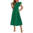 thumbnail image 1 of Vestido de verano CFLONGE 2025 para mujer, manga corta abullonada, verde, 1 of 8
