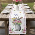 thumbnail image 4 of Happy Easter Rabbit Table Runner 72 Inches, Cute Bunny Spring Flowers Butterfly Bed Runner Dresser Scarves Tabletop for Indoor Outdoor Parties/Ceremony/Banquet, 14" x 72", 4 of 8