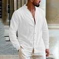 thumbnail image 2 of V-Neck T-Shirt for Men Lightweight Breathable Linen Short Sleeve T-Shirt Summer Button Casual Beach Tops,White,3XL, 2 of 9