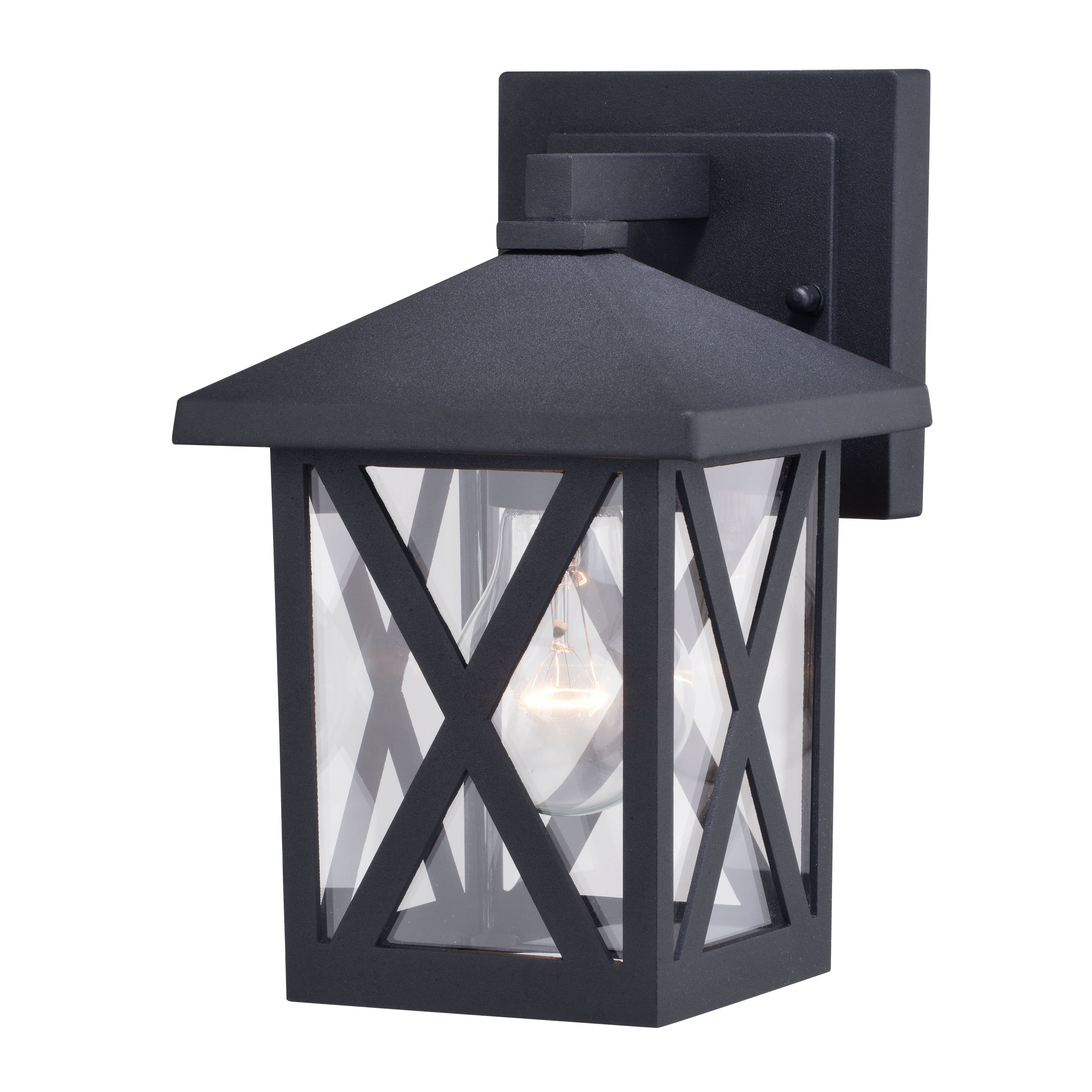 Rockford Aluminum 1 Light LED Compatible Black Transitional Outdoor Wall Lantern Clear Glass