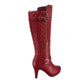 thumbnail image 4 of Bottes à Talon Haut à Fermeture Éclair à Bout Rond Décontractées pour Femmes Dames Mode (Rouge, 6.5), 4 of 5