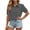 Gray, variant on Womens Short Sleeve Button Down Shirt Casual Collared Shirts Blouses Cotton Linen Ruffle Summer Tops Gray XXL
