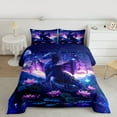 thumbnail image 2 of jejeloiu Western Fansty Theme Bedding Comforter Set,Magic Animal Dragon Twin Comforter Sets,Rustic Pink Lotus Lesf Bedding Set For Girls Boys,Ultra Soft Home Decor Reversible,2-Piece, 2 of 8