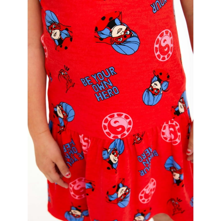 Miraculous Ladybug Girls' Short Sleeve Play Dress, 2-Pack, Sizes 4-14
