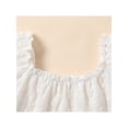 thumbnail image 5 of Seyurigaoka 2Pcs Kids Girls' Trousers Suit Short Sleeve Ruffled Square Neck Lace Tops + Elastic Waist Ripped Denim Pants, 5 of 9