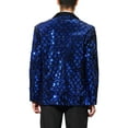 thumbnail image 3 of BLAZERS DE HOMBRE INSPIRE CHIC Con Solapa Pico, Un Botón, Brillante, Argyle, Lentejuelas, Talla XL, Azul Real, 3 of 7