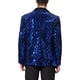thumbnail image 3 of BLAZERS DE HOMBRE INSPIRE CHIC Con Solapa Pico, Un Botón, Brillante, Argyle, Lentejuelas, Talla XL, Azul Real, 3 of 7