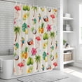 thumbnail image 6 of Beige Flamingos Bathroom Shower Curtains with 12 Hooks Polyester Waterproof Shower Curtain for Stalls and Bathtubs Tropical Summer Botanical Fruits Rustic Decorative Bathroom Curtain 72x72 Inches, 6 of 9