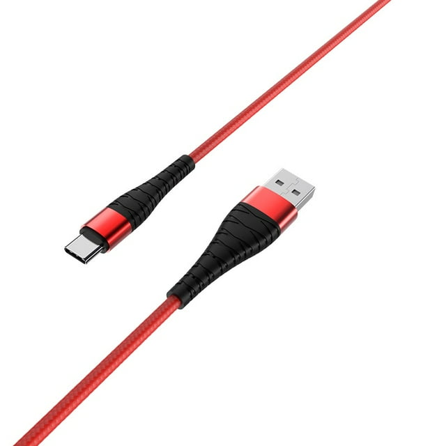 (2 Packs) 1M/3.3Ft Heavy Duty Nylon Braid USB Type C Fast Charging Data Cable Cord for Samsung Google LG Motorola Phones, Red