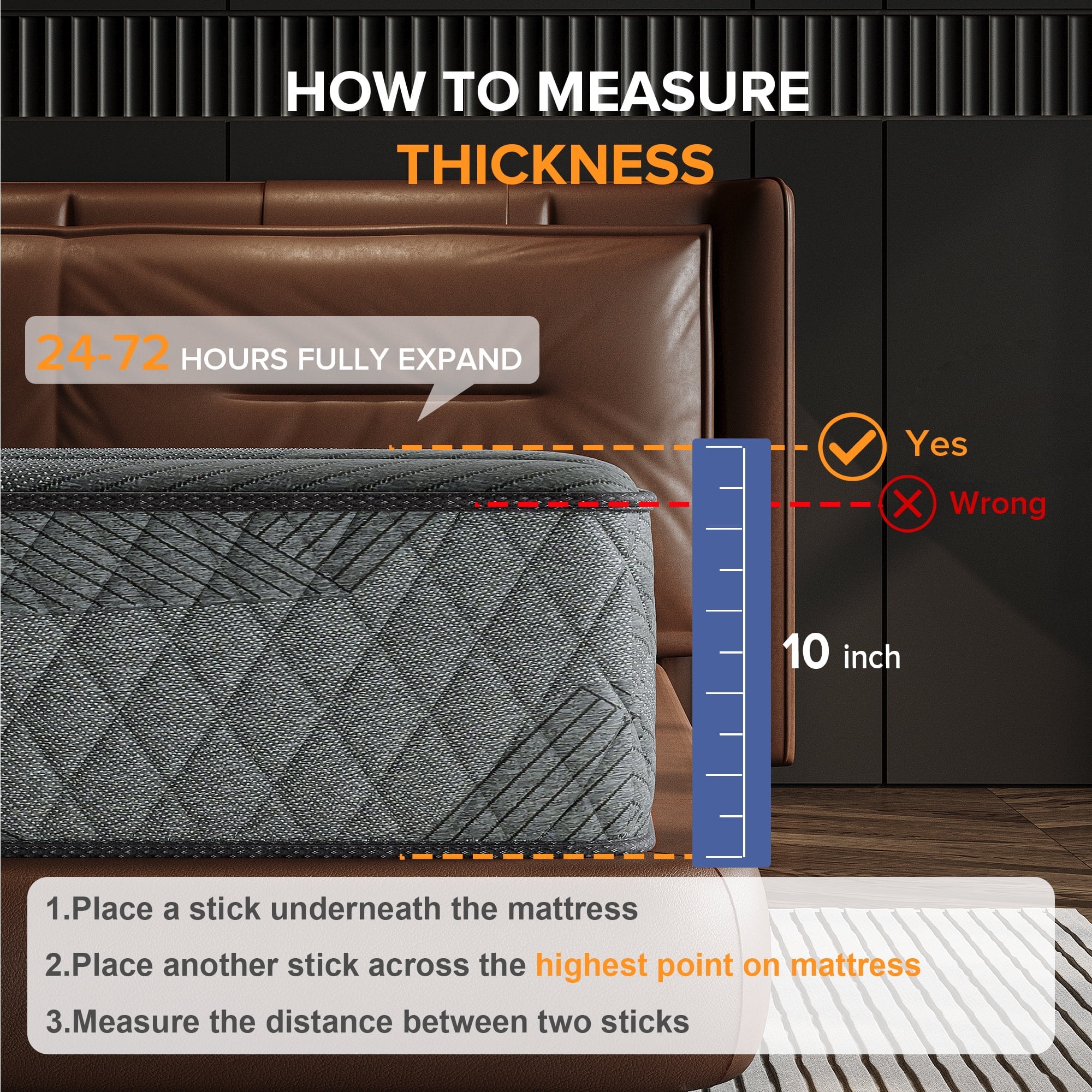 Babo Care King Mattress, 10 inch Gel Memory Foam Hybrid Mattress for Comfort Sleep & Pressure Relief, Medium Firm, CertiPUR-US