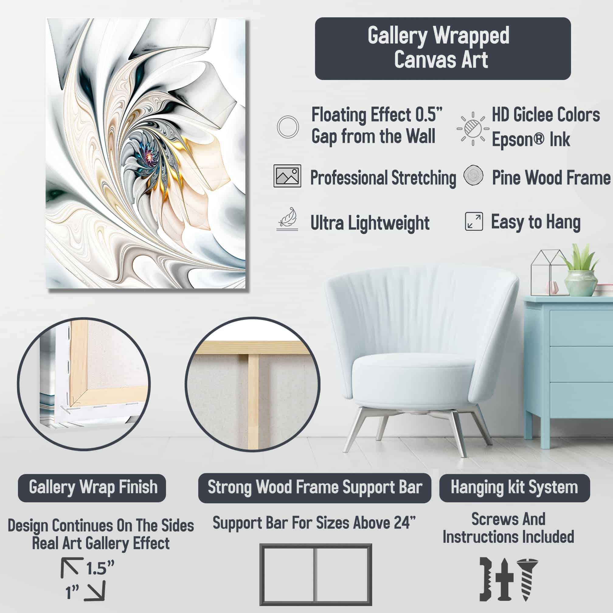 DESIGN ART Grey Cat Animal Art Canvas (Multiple Sizes) 32 in. wide x 16 in. high