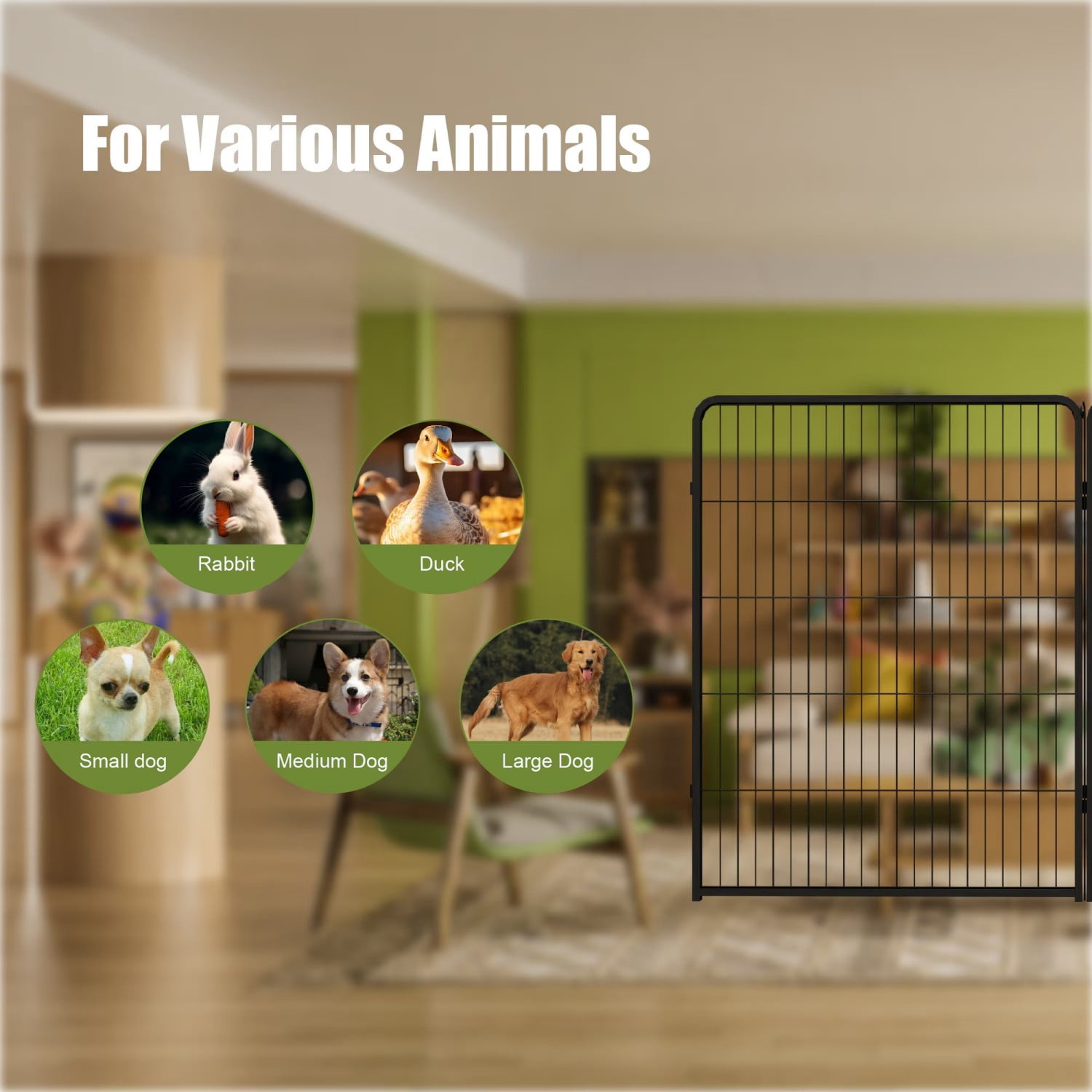 Dog Playpen 40 Inch 8 Panels, Foldable Metal Puppy Playpen with Door, Heavy Duty Dog Exercise Pen for Indoor Outdoor, RV Camping Yard, Black