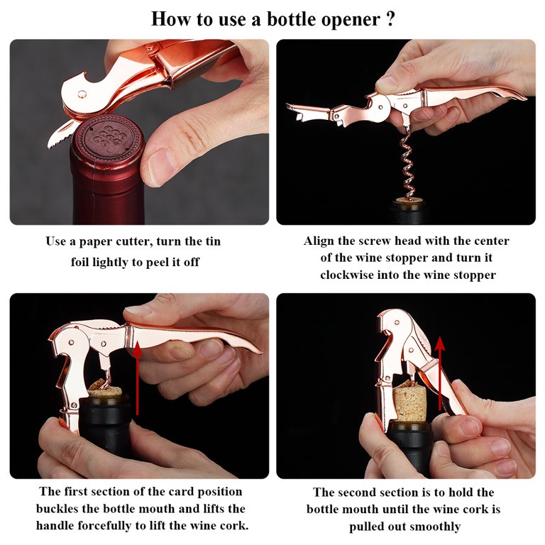 ReaNea Waiters Corkscrew Rose Gold Wine Bottle Opener with Foil