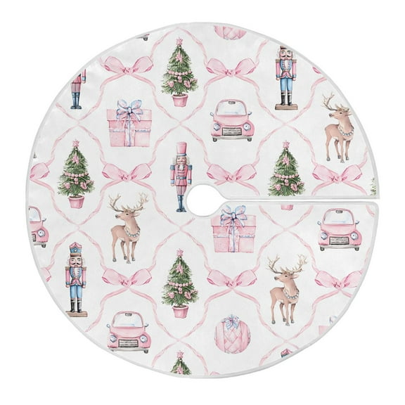 Ryvnso Christmas Tree Skirt Christmas Nutcracker Bows Reindeer Xmas Tree Skirts Ornament Home Decorations 35.4"