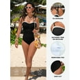 thumbnail image 4 of DOKOTOO Swimsuits for Woman Tummy Control Gathered Trim Padded Swimwear with Tie Shoulder Black S US4-6, 4 of 10