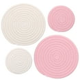 thumbnail image 1 of Uxcell 4 Pcs 4 Inch 7 Inch Plant Coasters Mat Pot Holders Plant Saucer Pink & White, 1 of 1