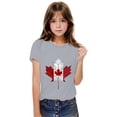 thumbnail image 6 of Girls Canada Day Maple Leaf Tshirts Summer Short Sleeve Patriotic Shirts Kids Crew Neck Cotton T-Shirts Gray， 7 Years, 6 of 7