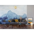 thumbnail image 2 of Dundee Deco's Geometric Yellow Blue White Mountain Painting Wall Mural, 142 in X 106 in (108 sq ft.), 2 of 3