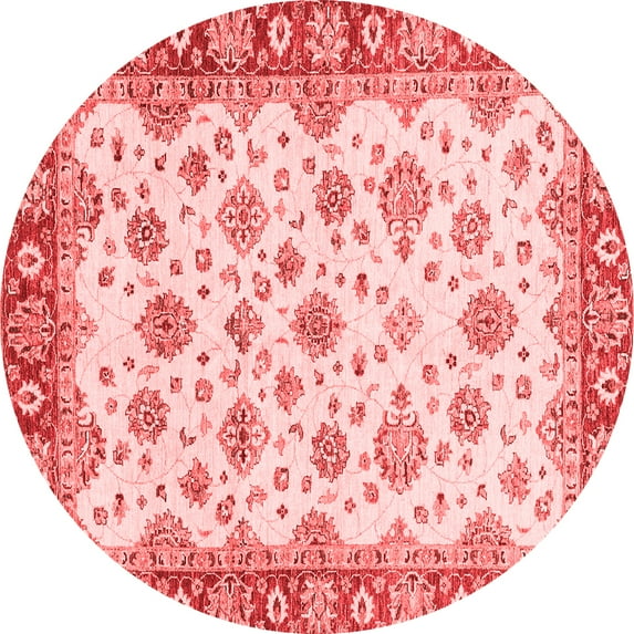 Ahgly Company Indoor Round Abstract Red Modern Area Rugs, 8' Round