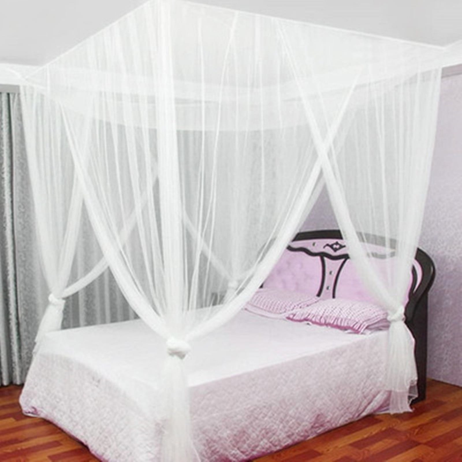 Augper Mosquito Net for Bed Canopy, 4 Corner Post Curtains Bed Canopy Large Mosquito Netting Bedroom Princess Decoration for Girls & Adults