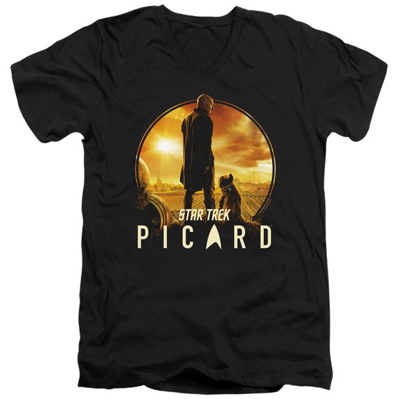 Star Trek Picard A Man And His Dog Adult V-Neck 30/1 T-Shirt Black