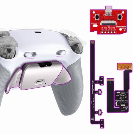 eXtremeRate RISE Plus MAX RMB Back Paddles Kit with Clicky Trigger Stops & Rubberized Grip for PS5 Controller BDM-030 040 050, Remappable Real Metal Back Buttons Kit for PS5 Controller – White Gray