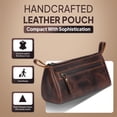thumbnail image 4 of Bolsas cosméticas TheAntiq Brown Leather para mujer y viajes, 4 of 9