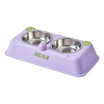 Stainless Steel Double Bowl Cat Food Dish Pet Bowl Durable Easy Clean Ideal For Meals Water For Kitty Dining Dog to Slow down Eating No Spill Water Bowls for Cats Dog Kennel Bowl Holders Dog Food