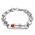 thumbnail image 2 of Pacemaker Medical Identification Medical ID Tag Bracelet Engravable Mariner Chain for Men Silver Tone Stainless Steel 7 Inch Custom Engraved, 2 of 4