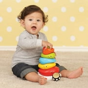 Infantino Funny Faces Ring Stacking Toy with Rocking Base, 6-12 Months, Multicolor, 7-Piece