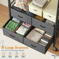 thumbnail image 4 of Portable Clothes Rack with Fabric Drawers, Freestanding Closet Organizer with Wheels, Black, 4 of 7