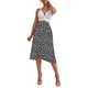 thumbnail image 2 of TRKIYQC Falda midi para mujer Estampado Cintura alta Volantes Dobladillo Irregular Suelta Faldas con cordones, Damas por debajo de la rodilla Partes inferiores divididas TRKIYQC moderno, 2 of 8