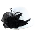thumbnail image 2 of DondPO Felt Cloche Hat For Women Derby Hats For Women Dress Hats For Women 1920s Hats For Women Church Hats For Women Ladies Hats For Church Hats For Women Fashionable Fancy Hats White, 2 of 4