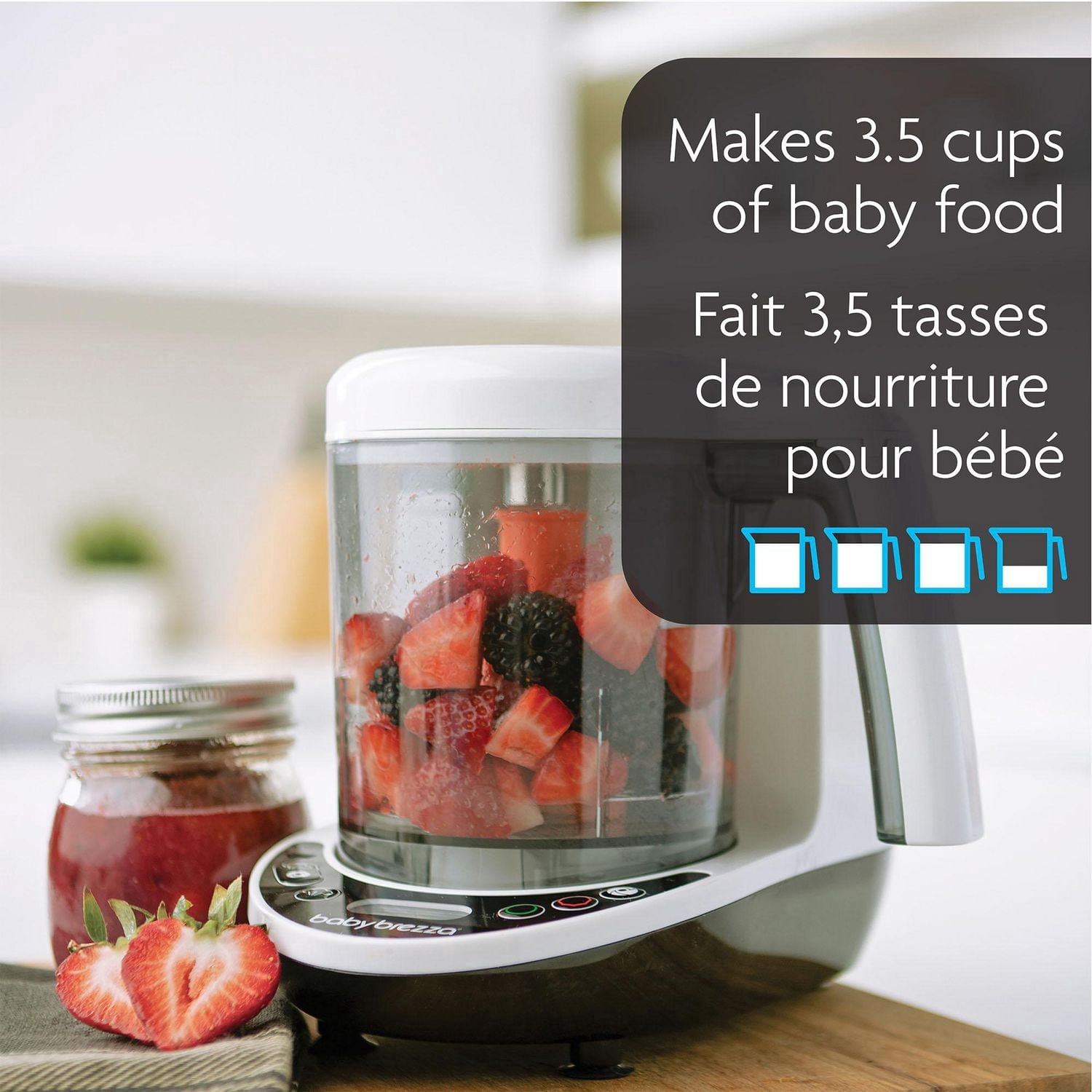 Baby Brezza Robot Culinaire pour Bébé en une Seule Étape de Luxe, avec Système de Pochettes + Entonnoir - Blanc