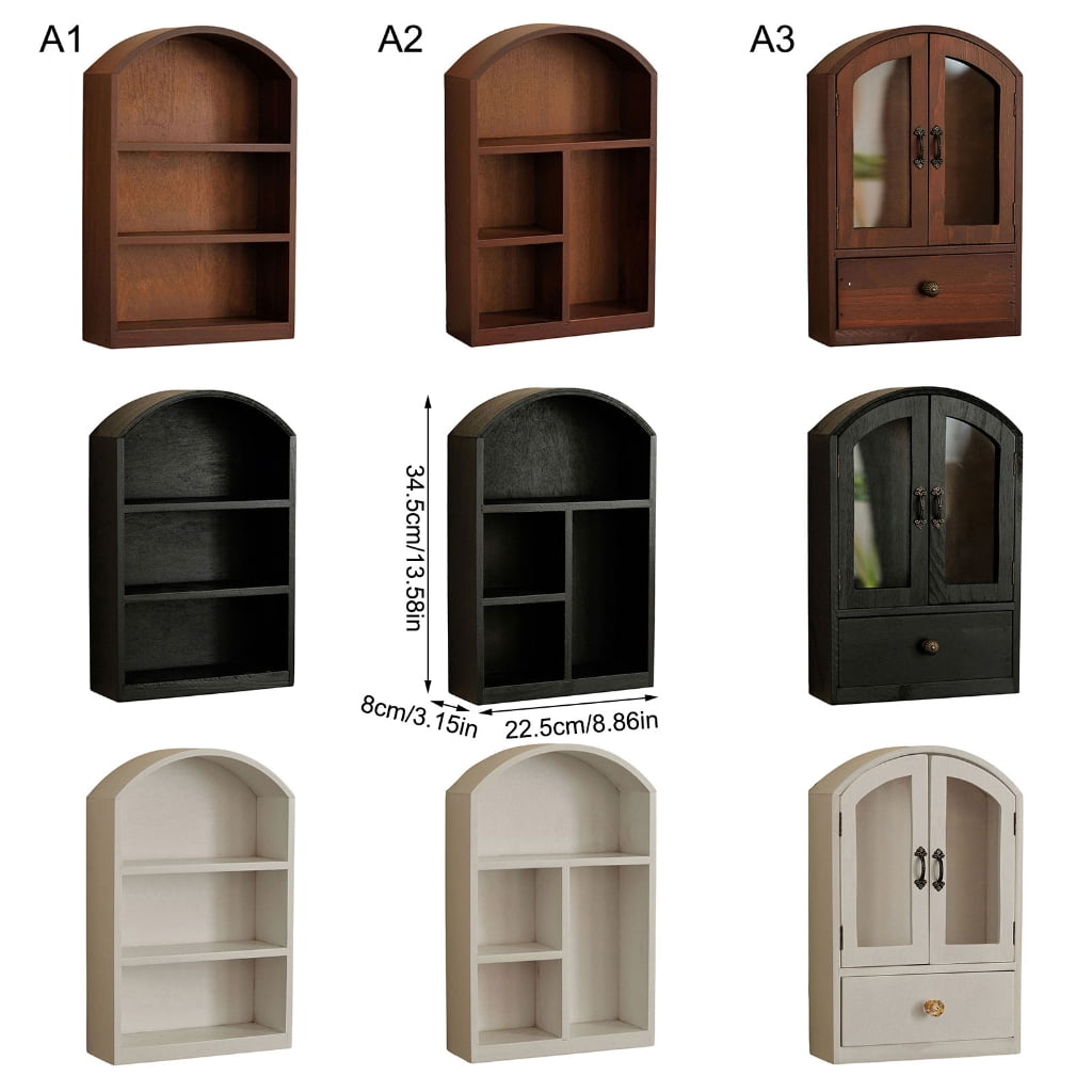 MOMOJIA Wooden Desktop Display Cabinet With Tempered Glass Door Multifunctional Storage Organizers For Home Office Decors