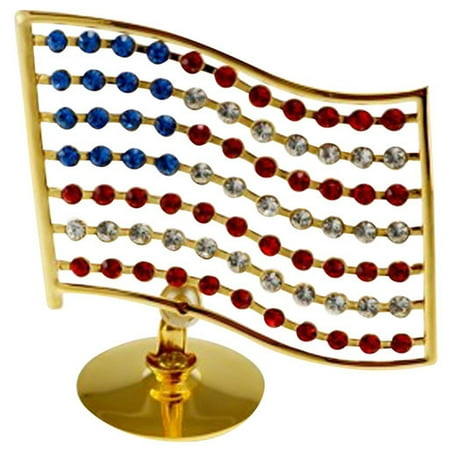 Kgnc 24k Gold Plated Usa Flag Tabletop Figurine Red White Blue Kgnc 24k Gold Plated Usa Flag Tabletop Figurine Red White Blue Crystals